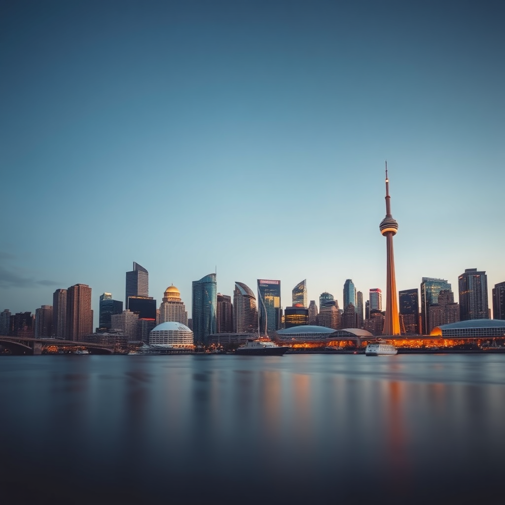 Toronto skyline at dusk