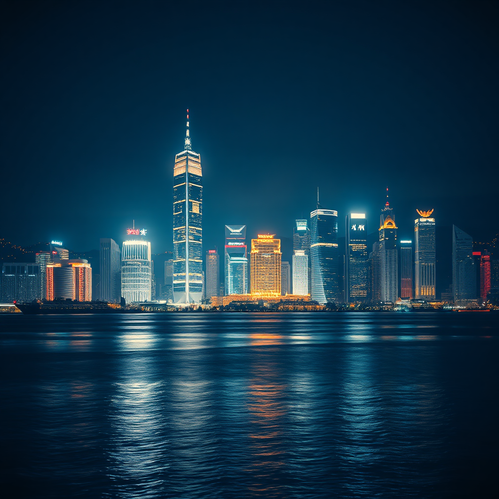 Hong Kong skyline at evening