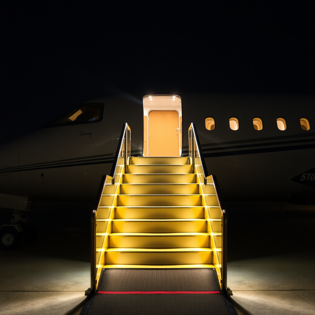Boarding stairs at dusk