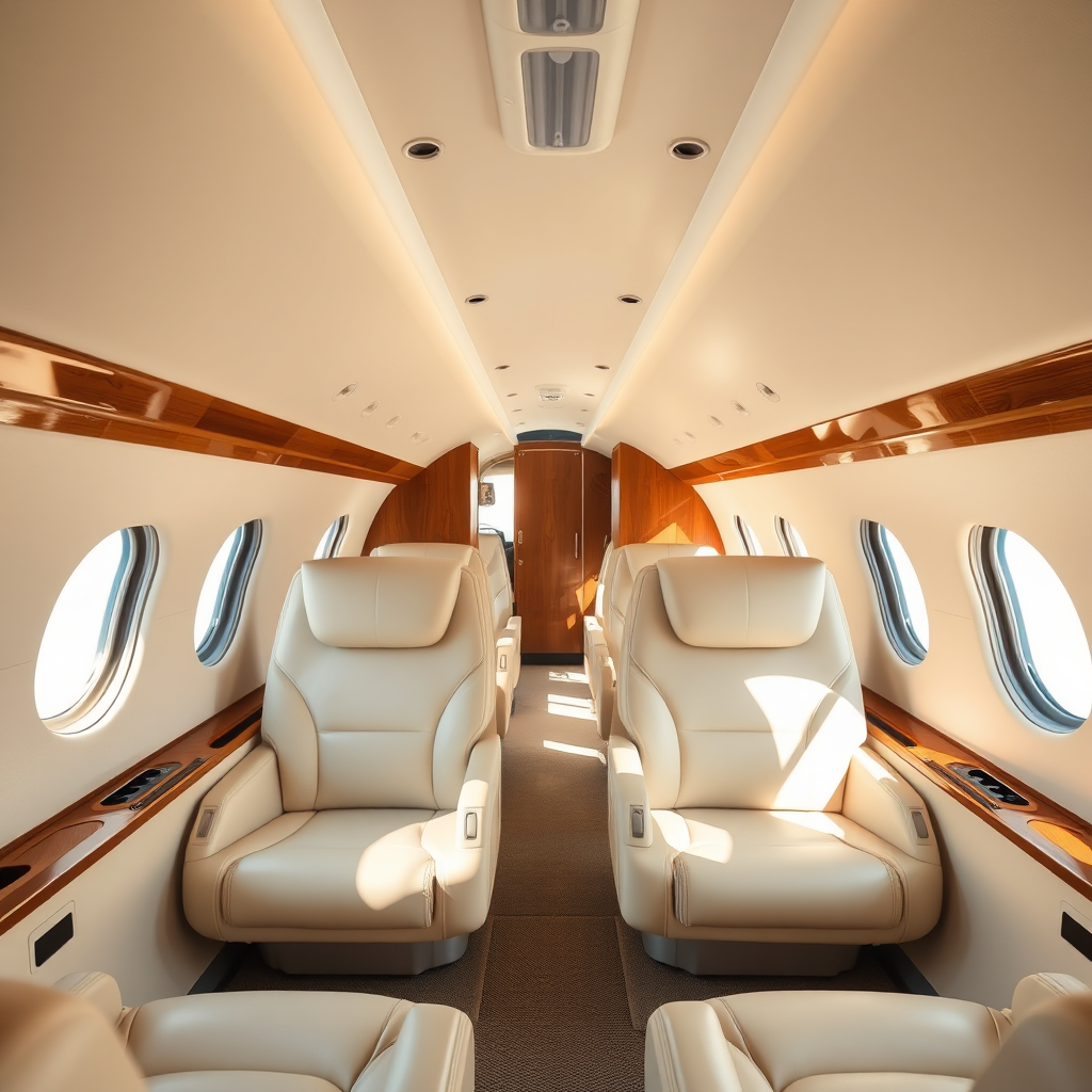 Modern jet cabin interior