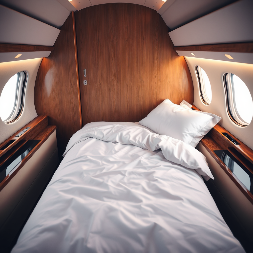 Private jet cabin sleeping configuration