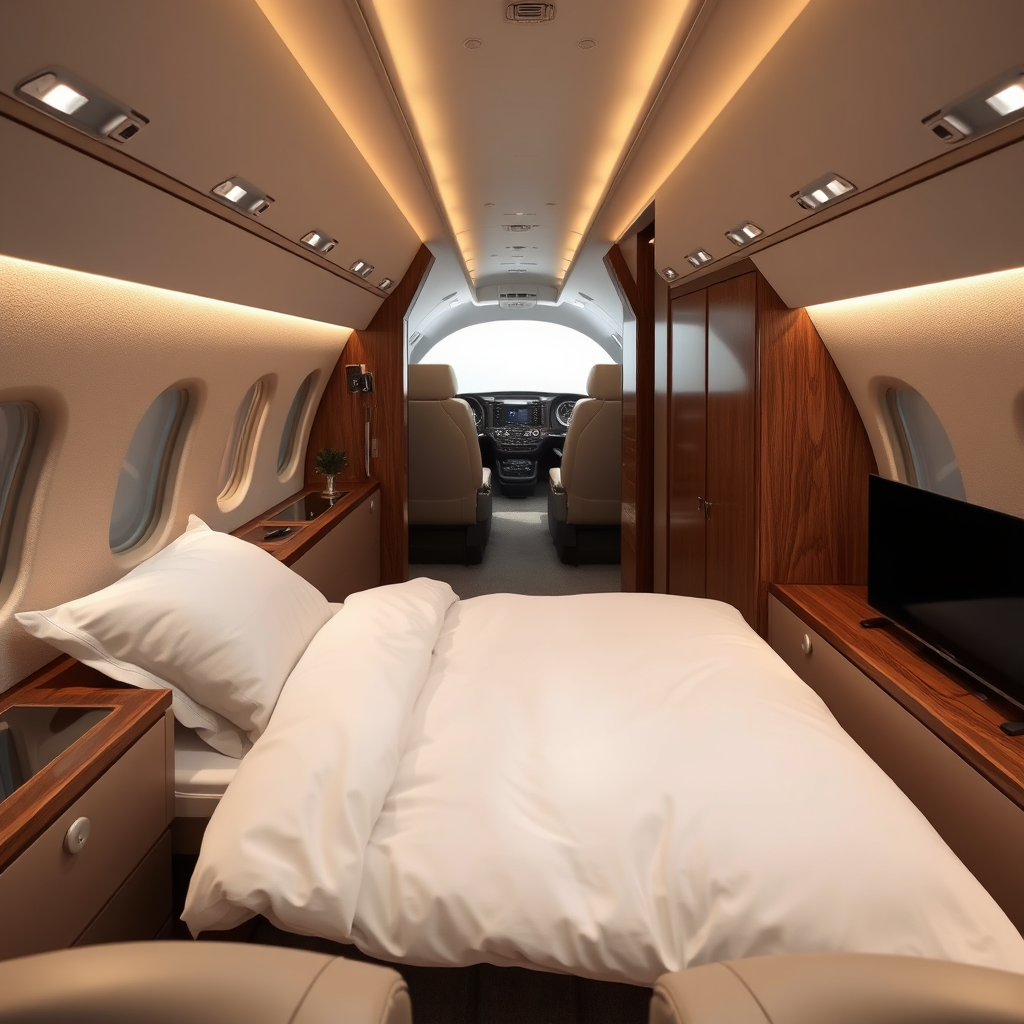 Private jet sleeping configuration