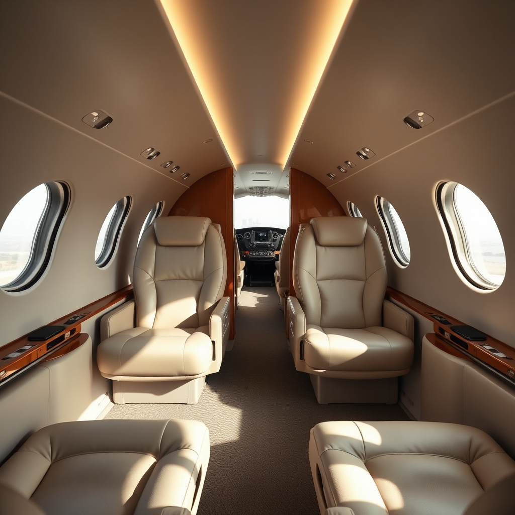 Private jet cabin seating