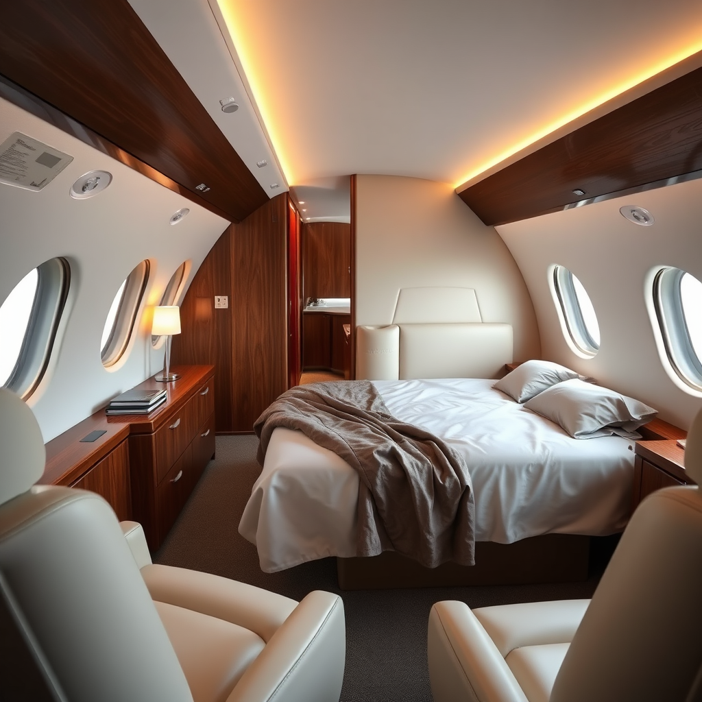 Private jet bedroom suite