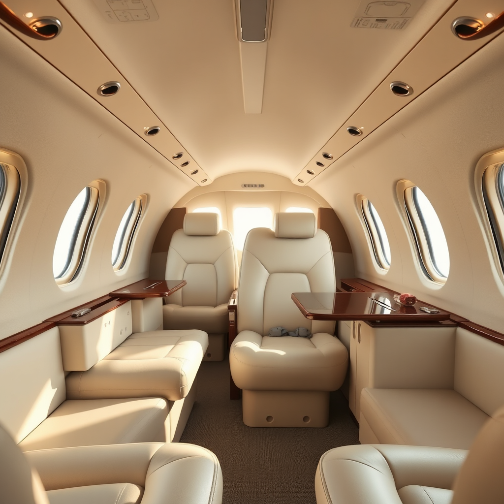 Private jet cabin interior