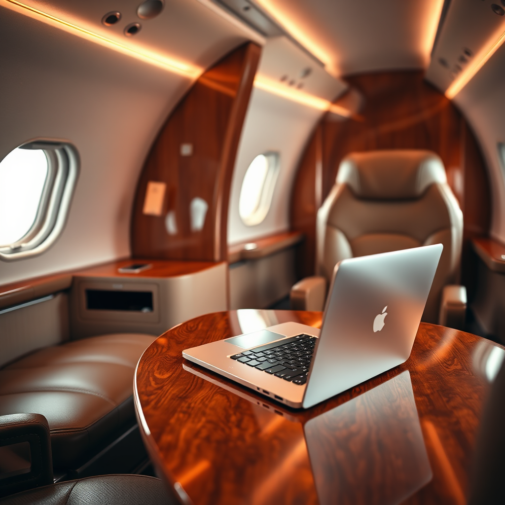 Private jet executive work setup