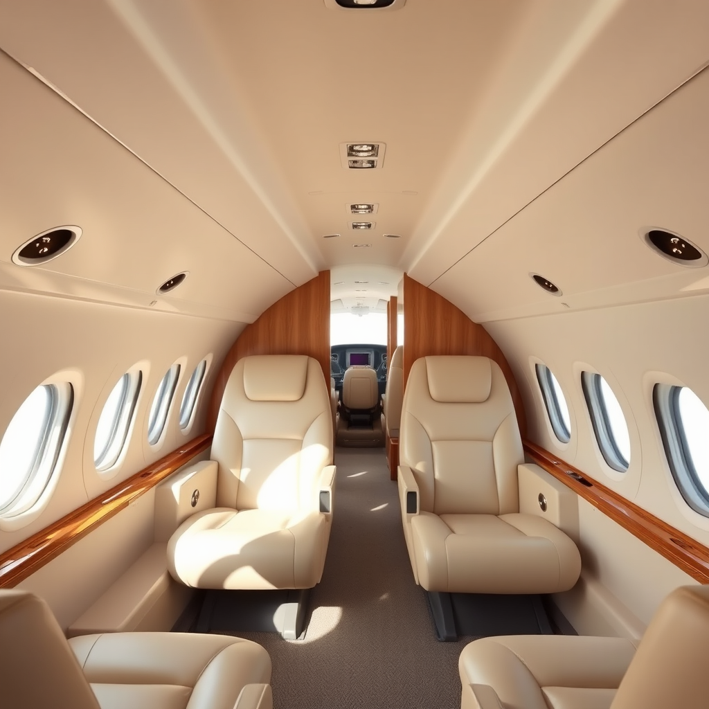 Private jet cabin interior