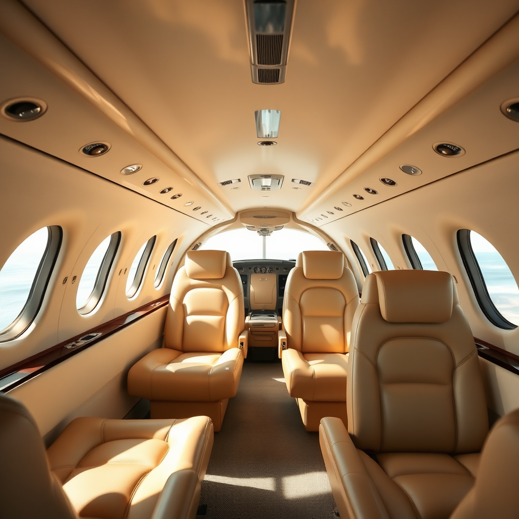 Bright modern jet cabin