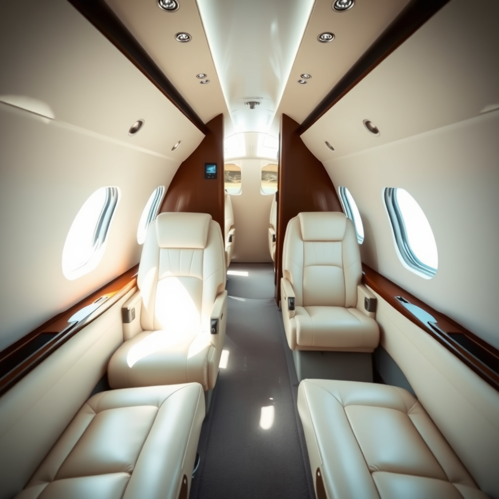 Private jet cabin interior