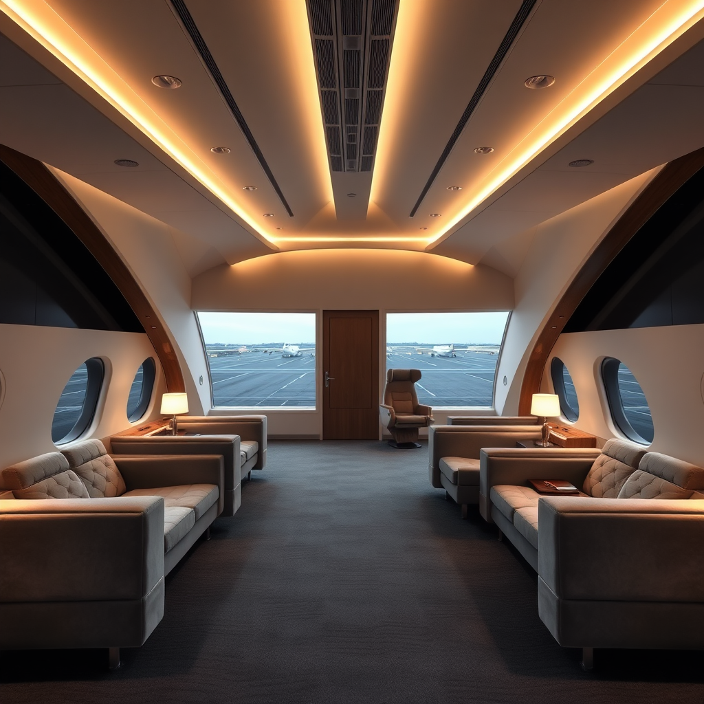 Empty private terminal lounge