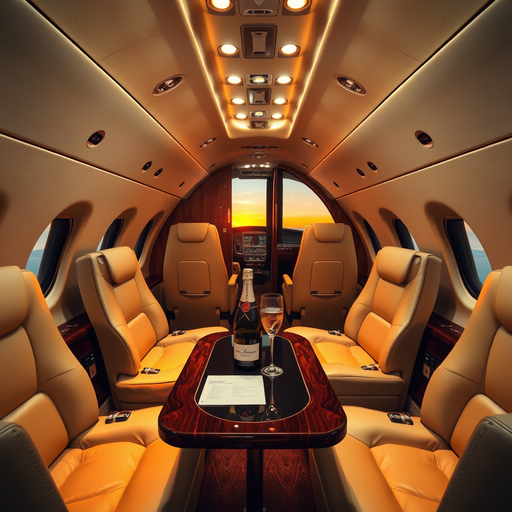 Private jet cabin luxury