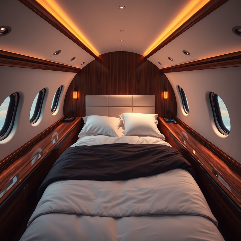 Private jet sleeping configuration