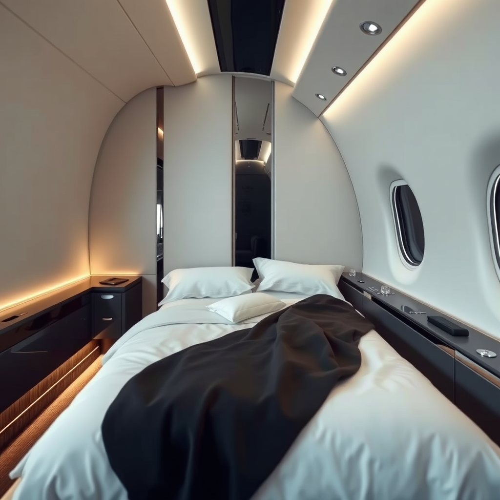 Private jet sleeping configuration