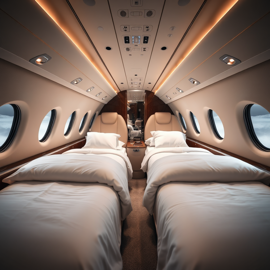 Private jet sleeping configuration