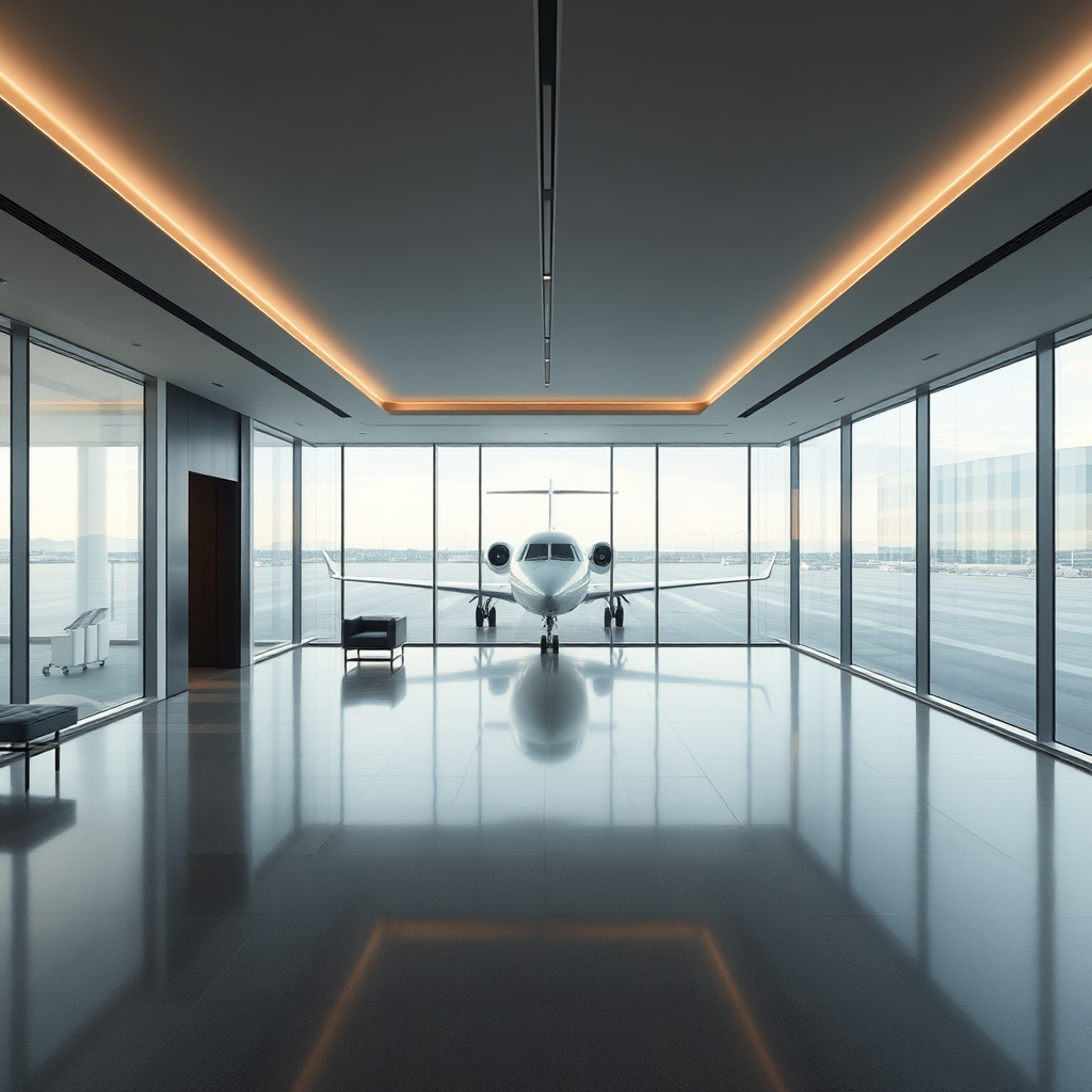 Minimalist private terminal interior