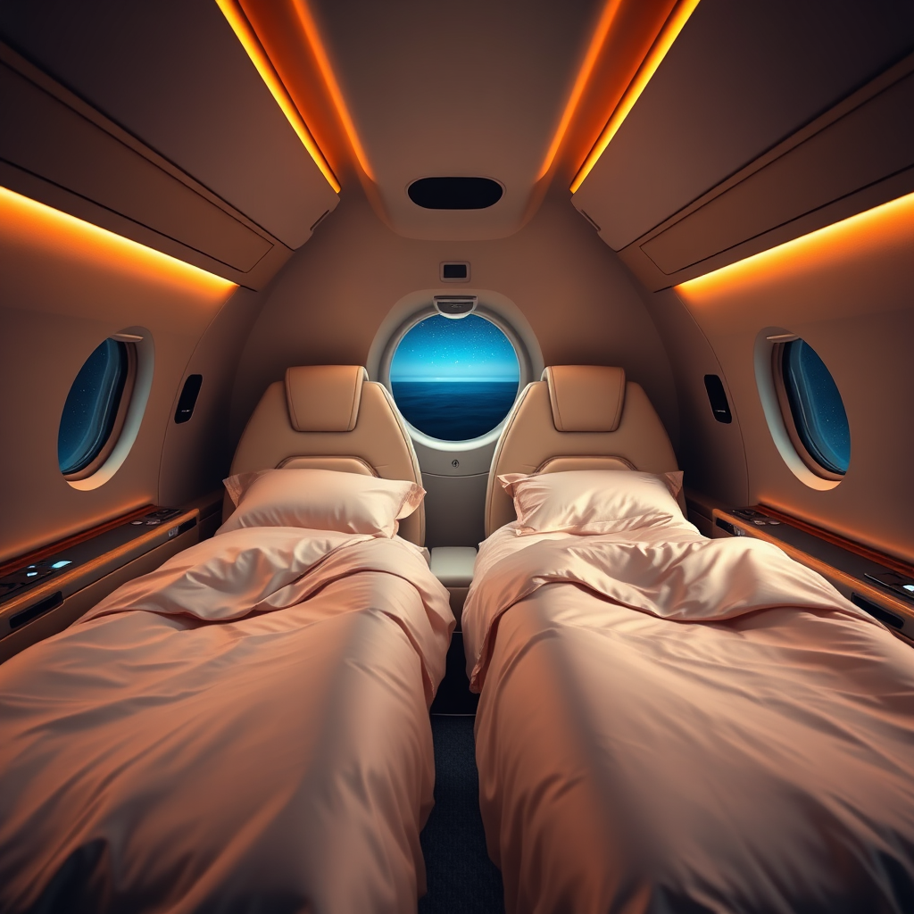 Private jet sleep configuration