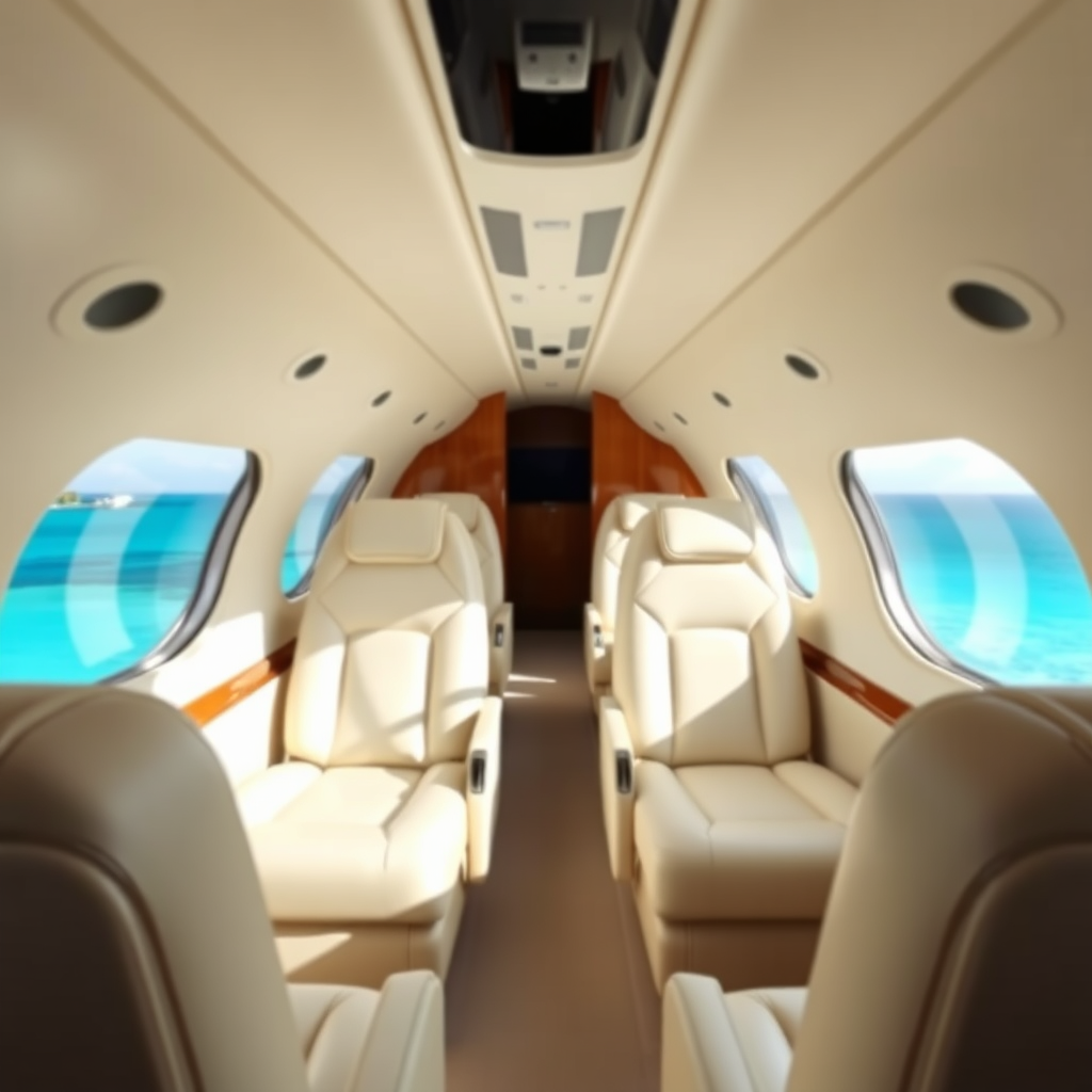 Private jet cabin interior