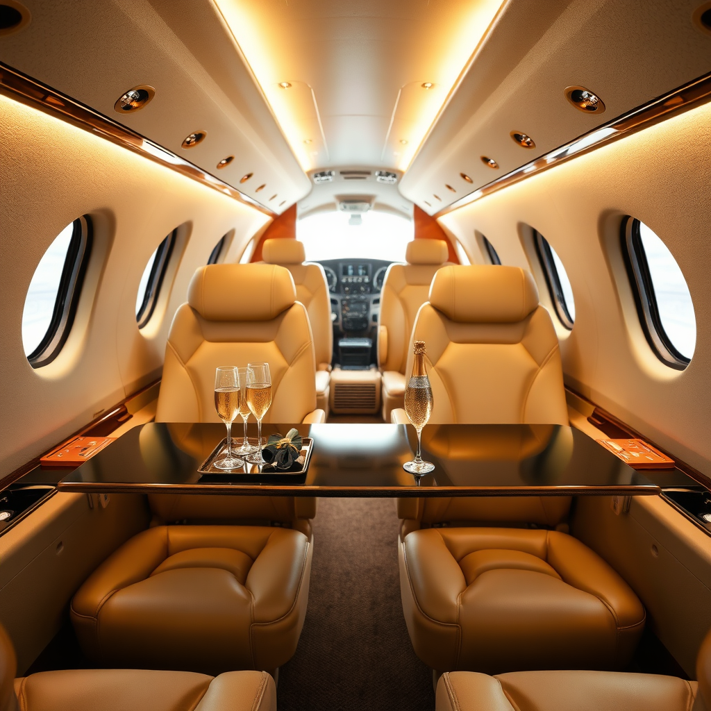 Private jet cabin luxury interior
