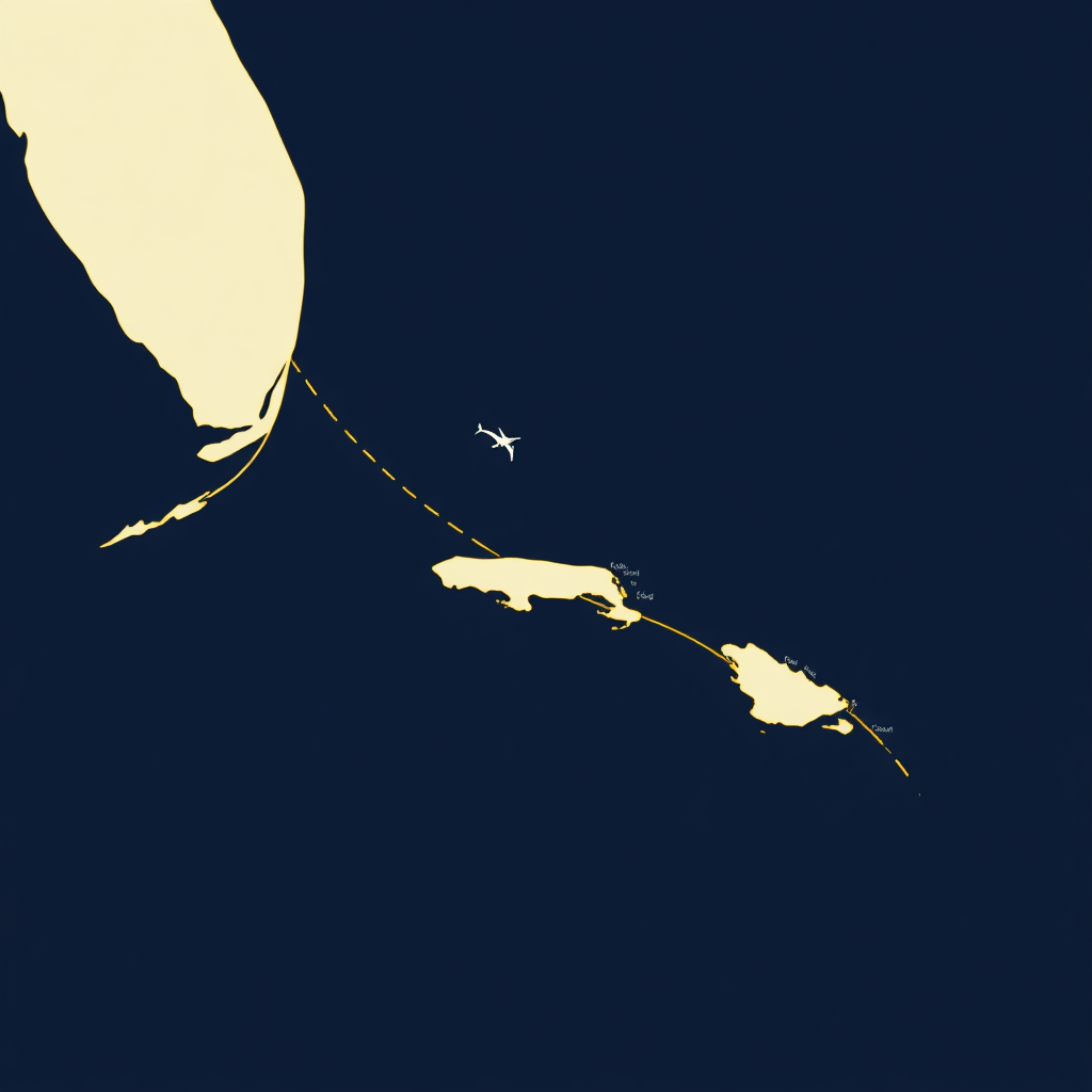 Abstract map showing proximity of Bahamas to Florida