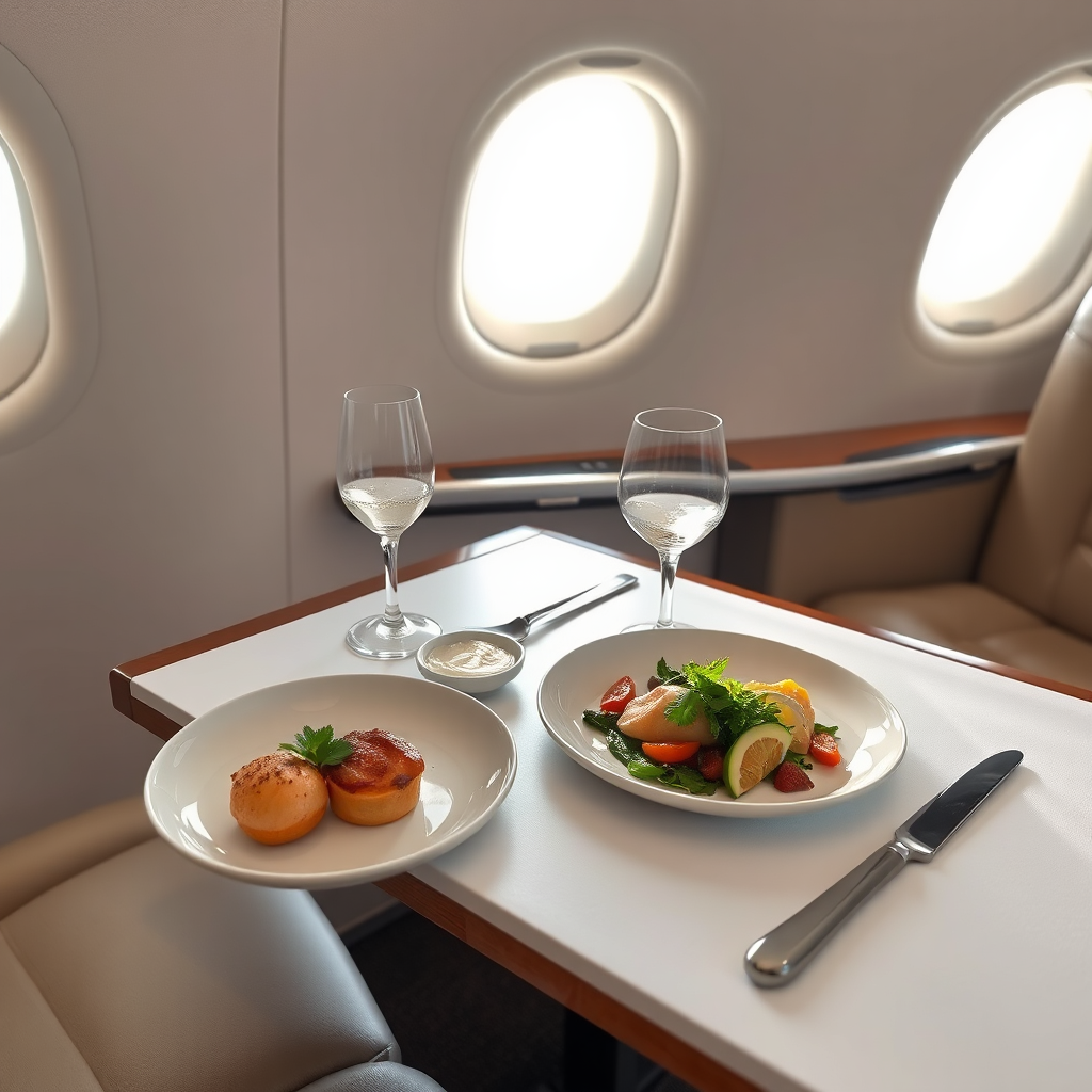 Elegant in-flight dining