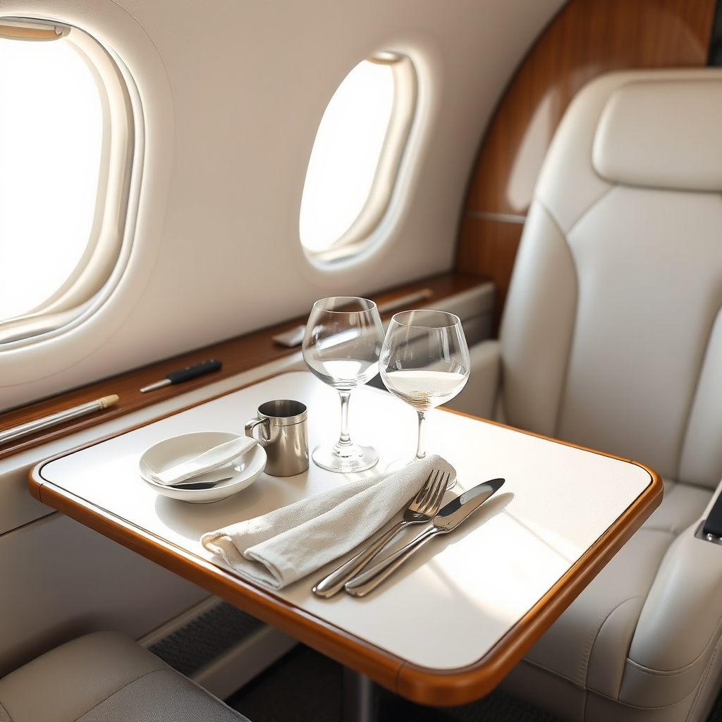 Minimalist in-flight service detail