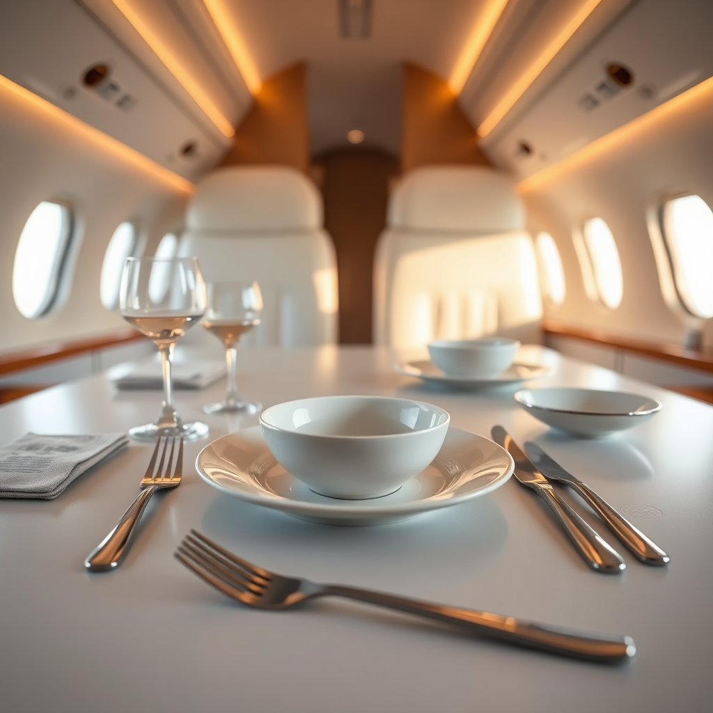 Private jet fine dining