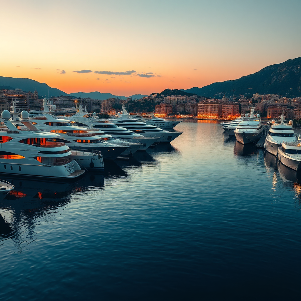 Monaco harbor at dusk