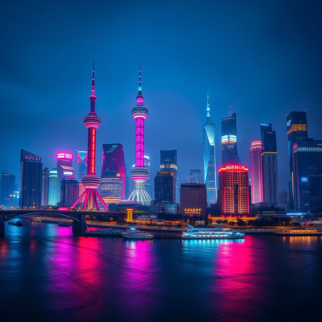 Shanghai skyline at night