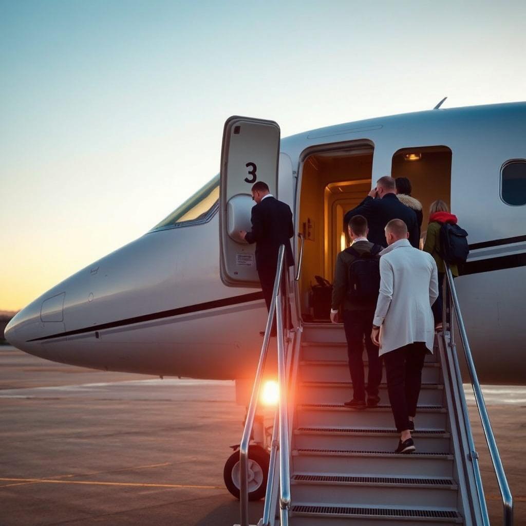 Boarding the private jet