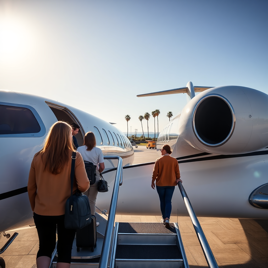 Boarding the private jet