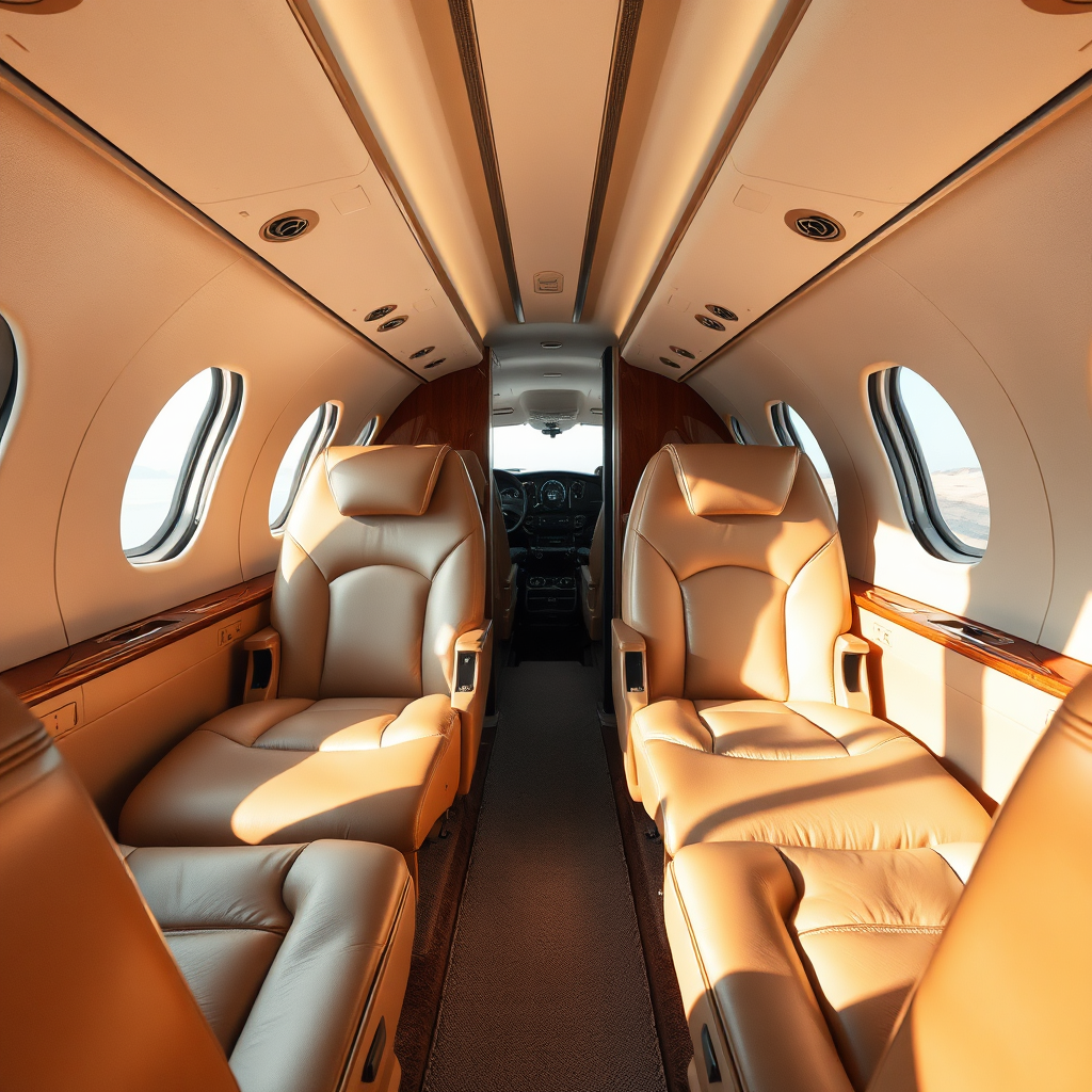 Private jet cabin interior