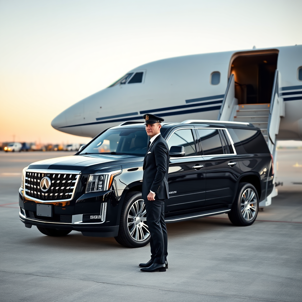 Chauffeur waiting at jet