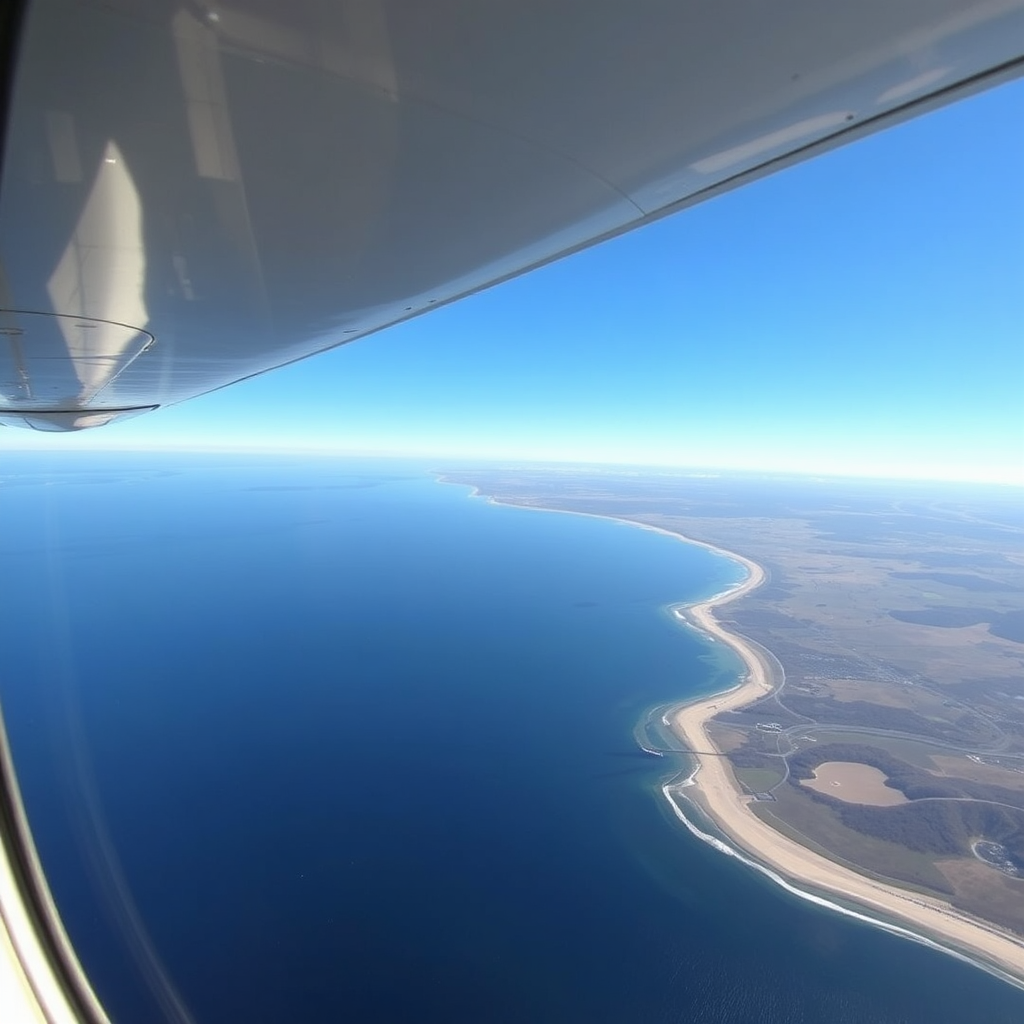 Coastal aerial view from plane