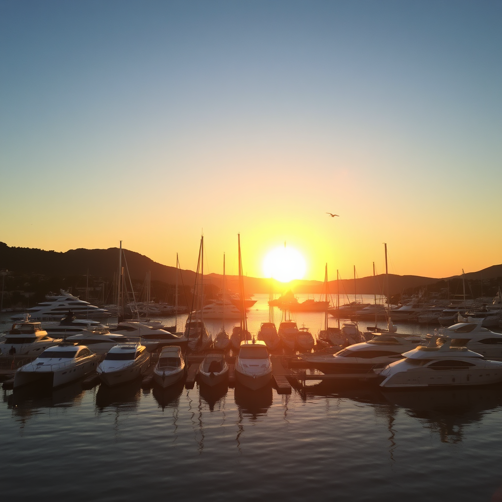 Gustavia marina at sunset