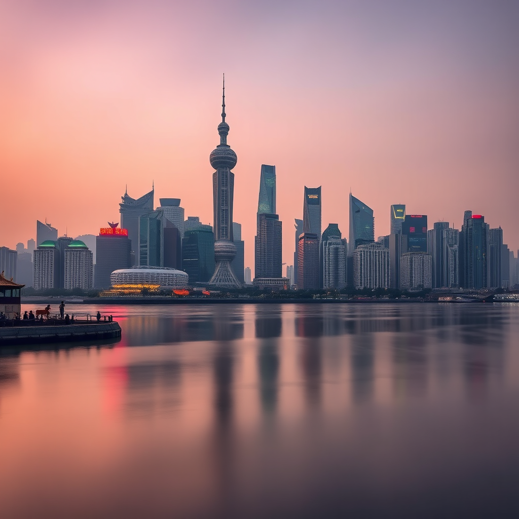 Shanghai Lujiazui skyline at dusk