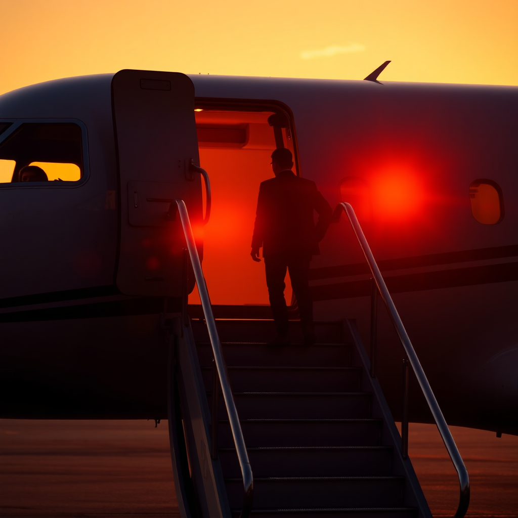 Boarding private jet