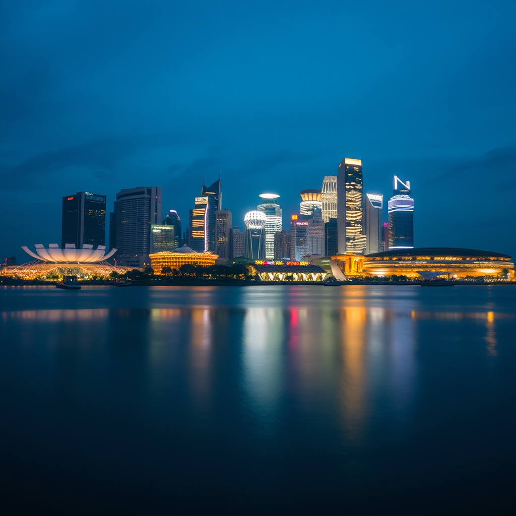 Singapore skyline at evening