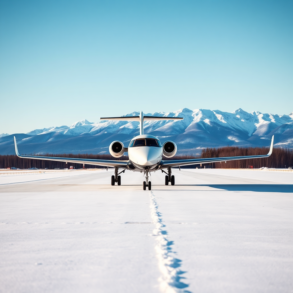 Jet on snow runway