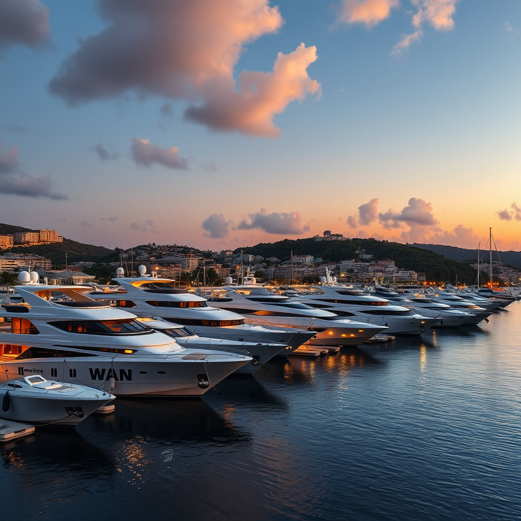 St. Barts harbor at sunset