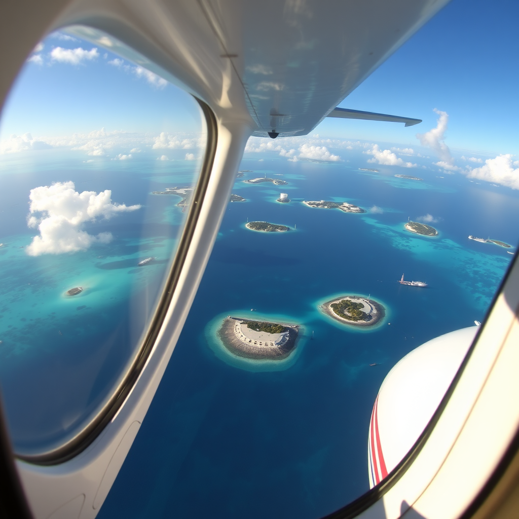 Aerial view of Bahamian waters