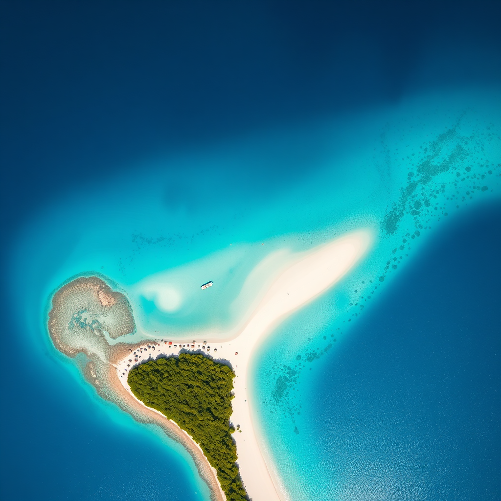 Aerial view of the Bahamas islands and turquoise waters
