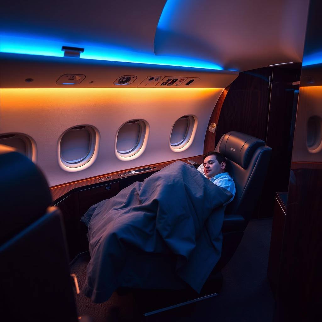 Ultra-long-range jet cabin night flight