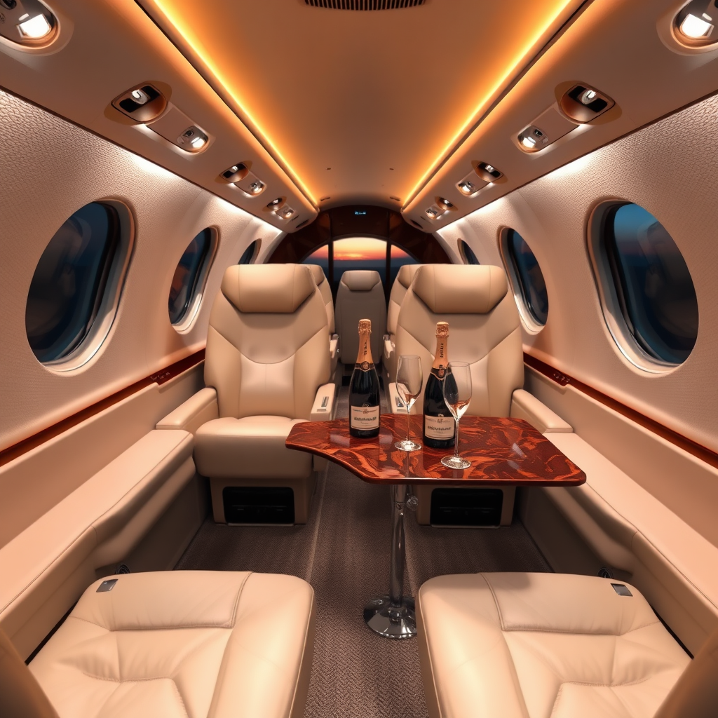 Luxury jet cabin interior