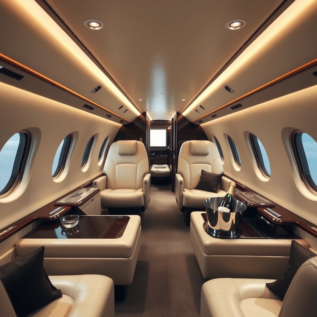 Private Jet Interior Lounge