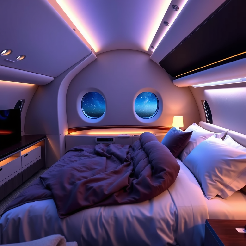 Sleeping-capable jet cabin layout