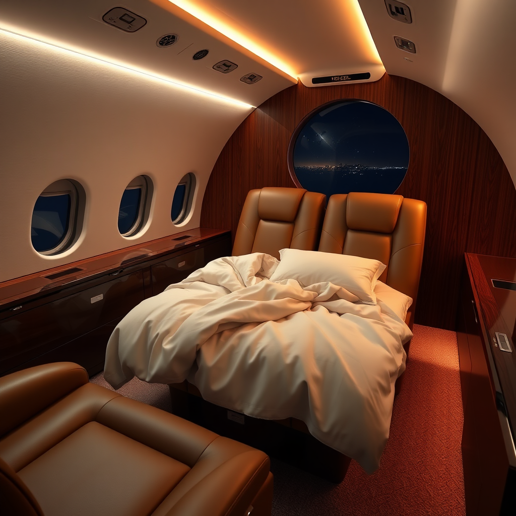 Private jet sleeping configuration