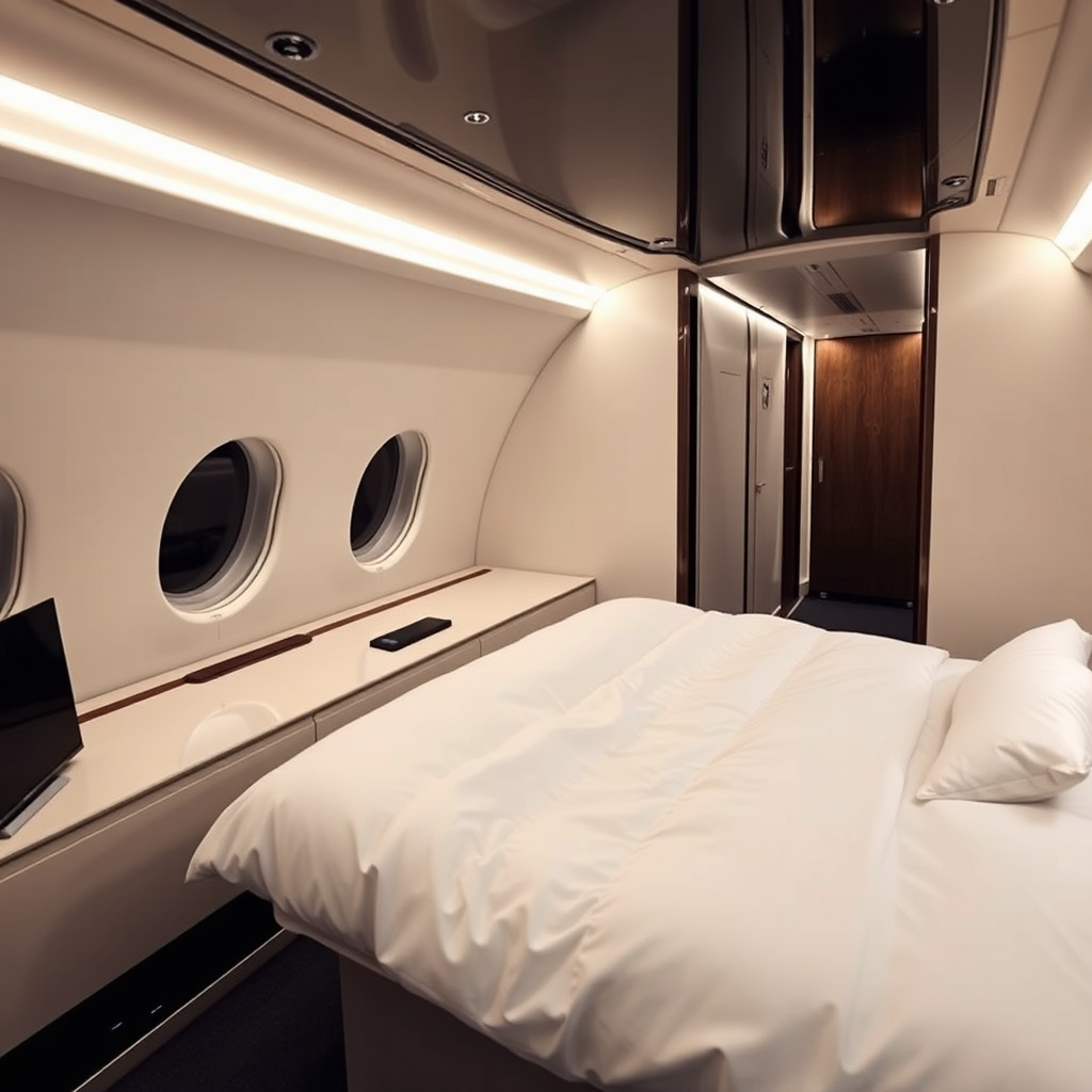 Private jet sleeping configuration