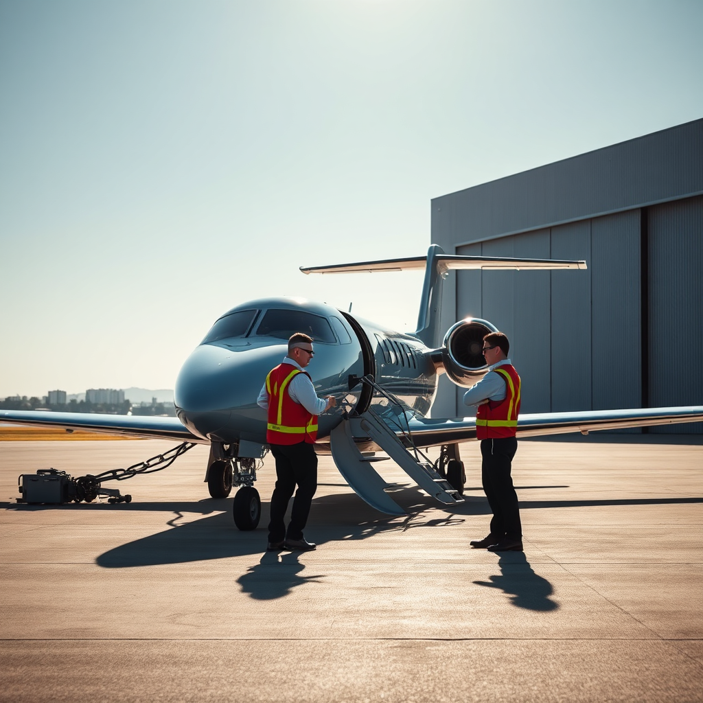 Professional ground crew servicing aircraft