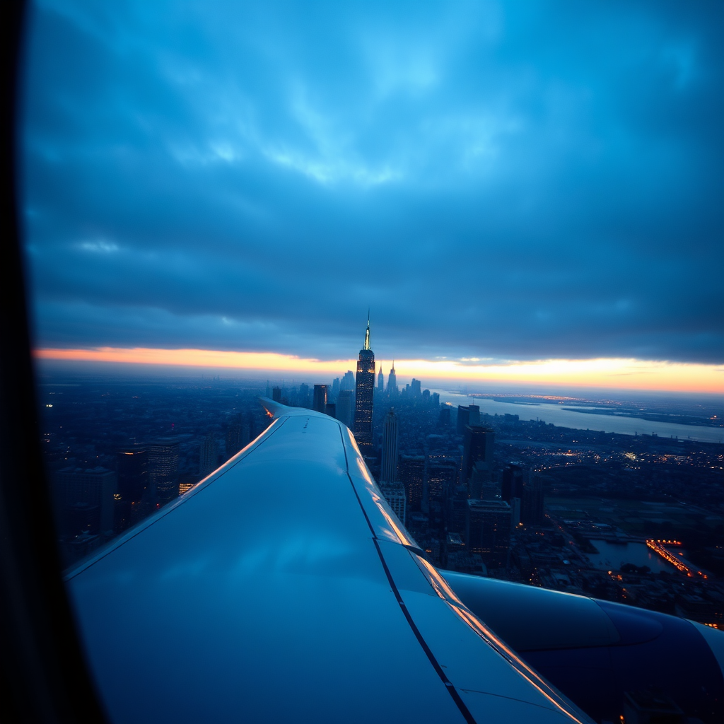 Wing view approaching NYC