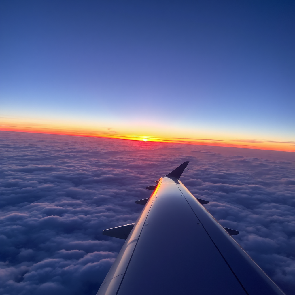 Atlantic sunrise from window